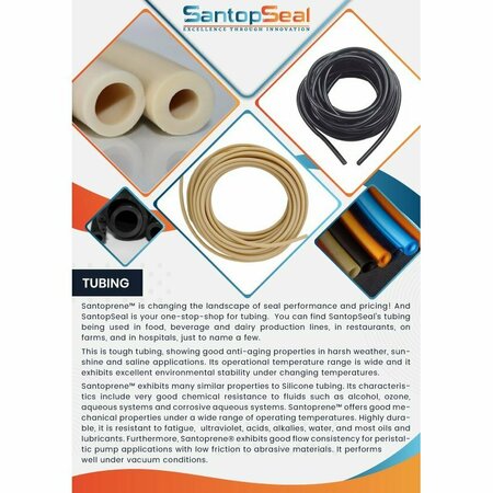 Santopseal Rubber SANTOPRENE FDA RUBBER TUBING, 3/16in ID X 3/8in OD, 50 ft SF31638332